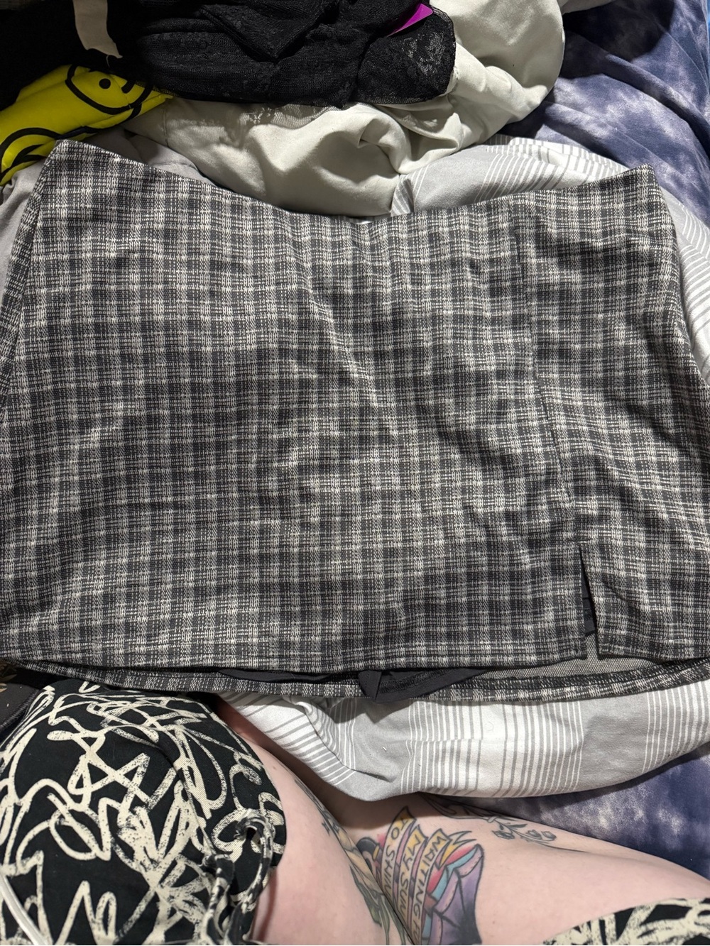 American Eagle Outfitters Grey Plaid Mini Skirt